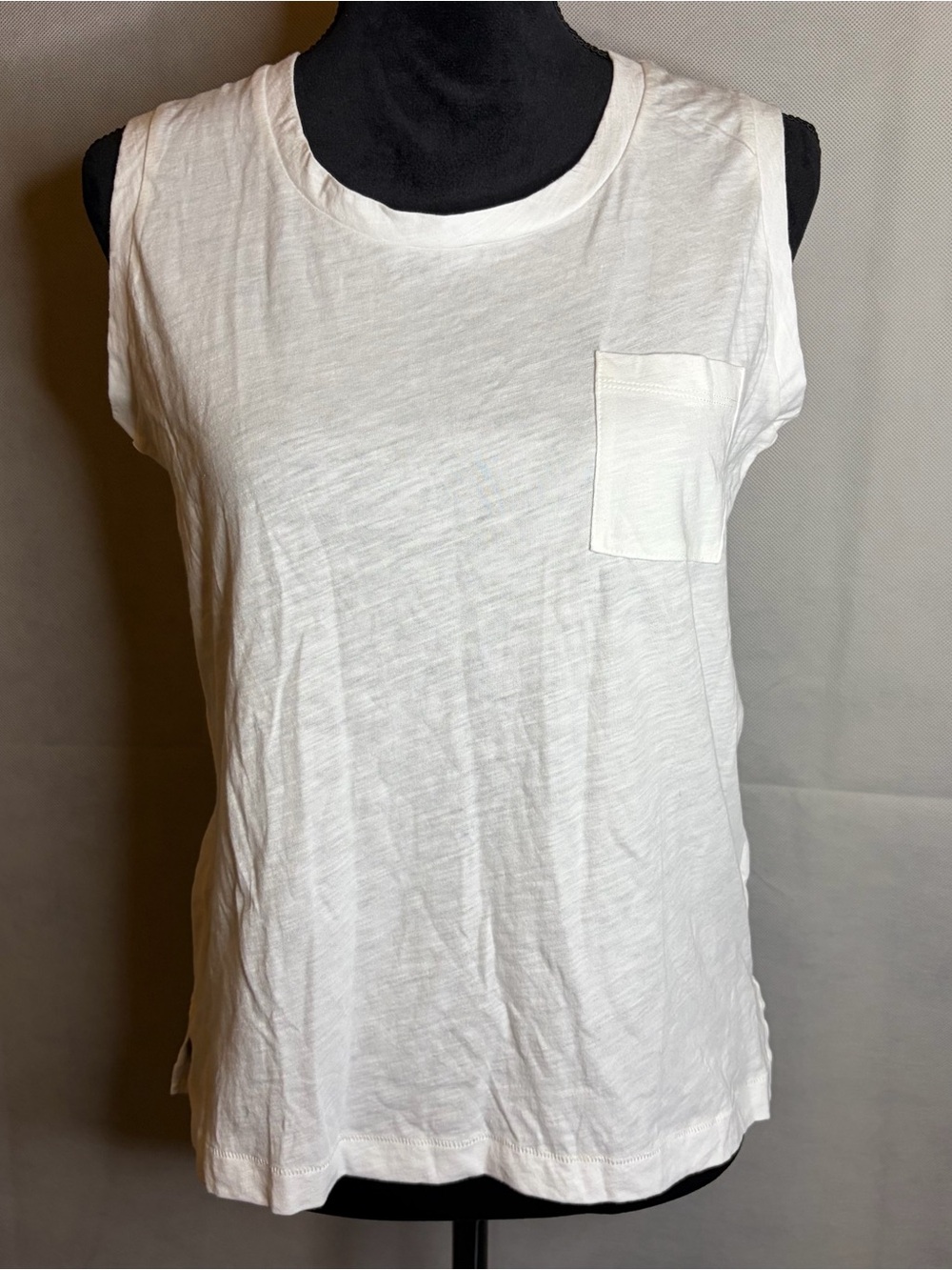Madewell White Slub Pocket Tank - Classic Crewneck